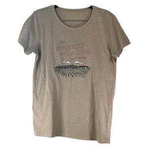 J.Crew Beige Vineyard Graphic Crew Neck Short Sleeve Tagless Tee Size S